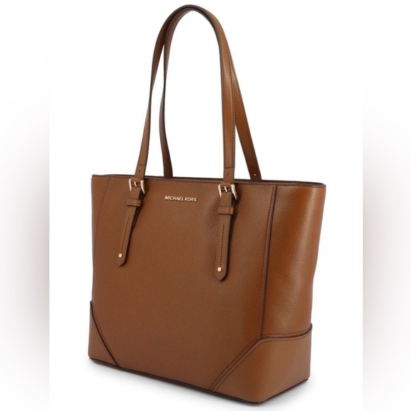 MICHAEL MICHAEL KORS Aria Large Brown Leather Tote Handbag AUTHENTIC NWT - Picture 7 of 10
